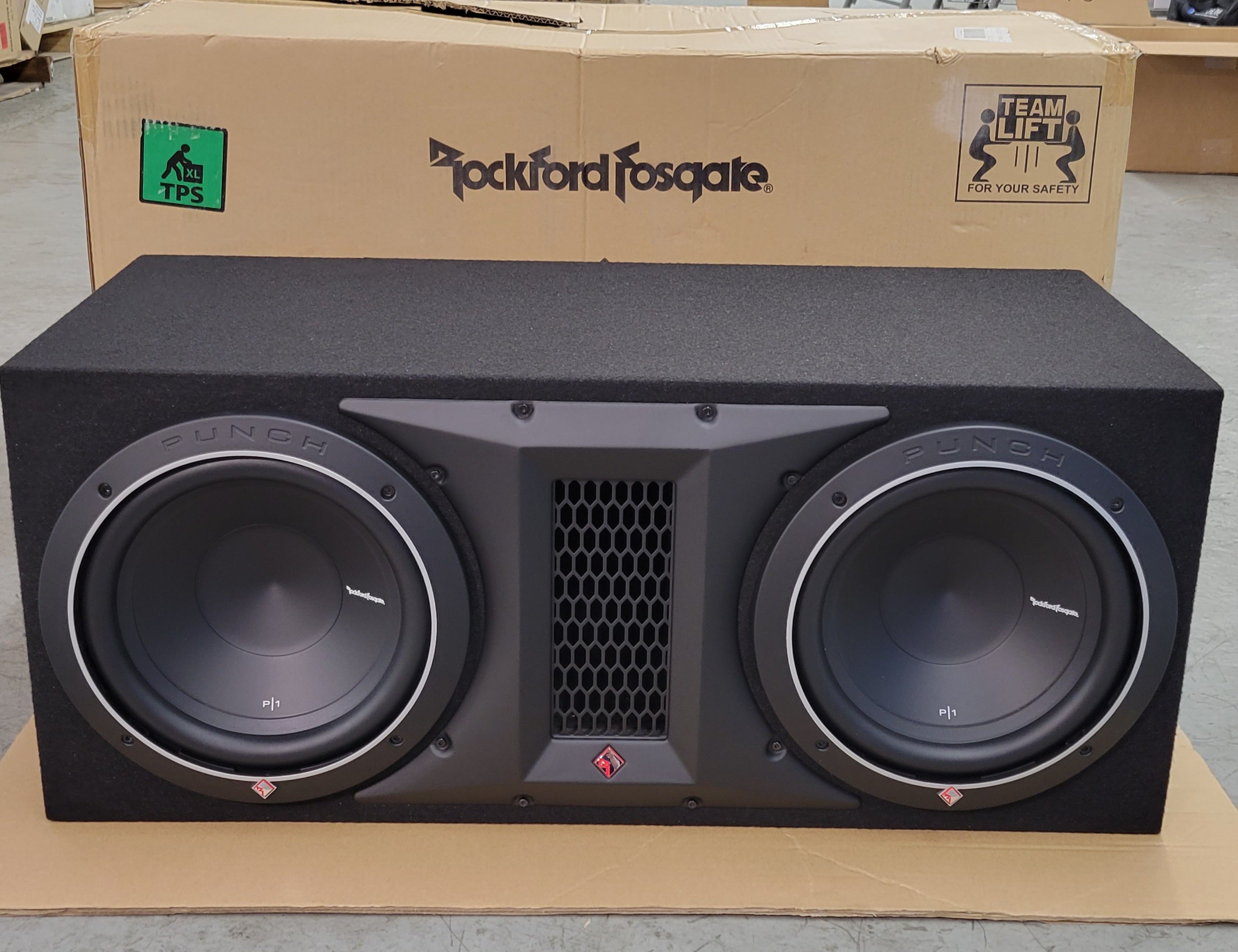 Rockford Fosgate Punch P1-2X10 Dual P1 10" Loaded Subwoofer Enclosure Ported (8068534272238)
